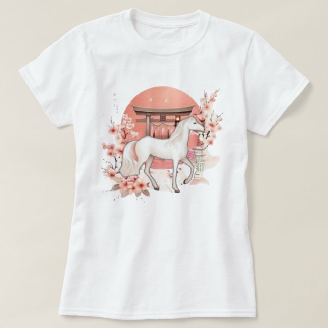 Camiseta Japanese Red Sun Torii & White Horse – Women’s T-s (Diseño del anverso)