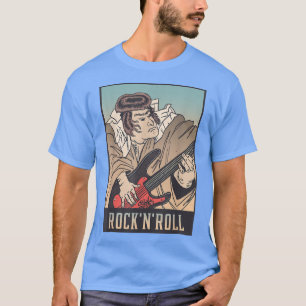 Camiseta Japanese Retro Samurai Warrior Electric Guitar T-S