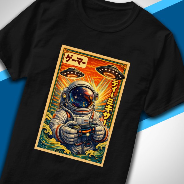 Camiseta Japanese Retro Vintage UFO Astronaut Funny Gamer (Subido por el creador)