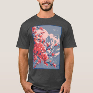 Camiseta Japanese Sakura Cherry Blossom Woodblock Art Print