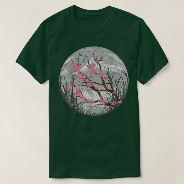 Camiseta Japanese Sakura Mountain Pink Flower Floral Cherry (Diseño del anverso)