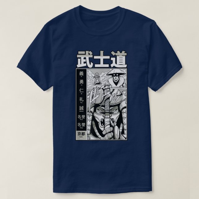 Camiseta Japanese Samurai Bushido Face Comic Sketch  (2) (Diseño del anverso)