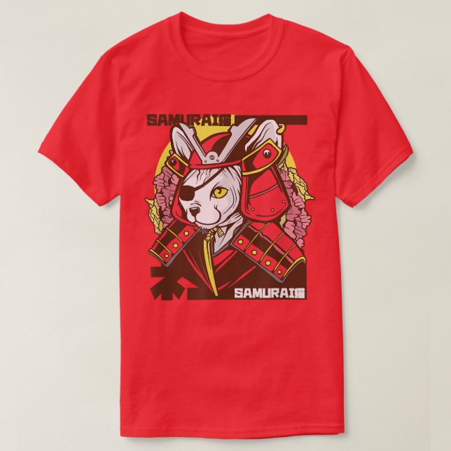 Camiseta Japanese Samurai Cat Warrior Eye Patch In Traditio (Diseño del anverso)