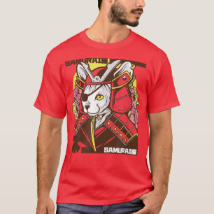Camiseta Japanese Samurai Cat Warrior Eye Patch In Traditio