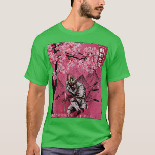 Camiseta Japanese Samurai Fallen Warrior Cherry Blossom Vin