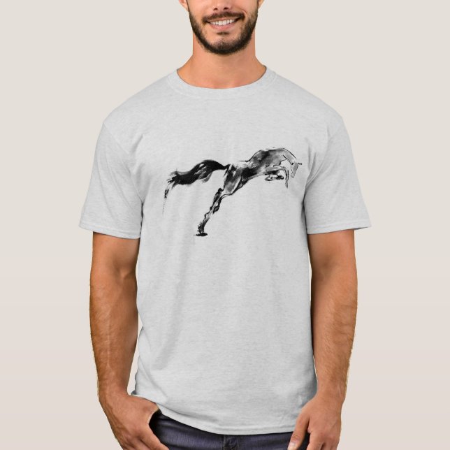 Camiseta Japanese samurai horse art equestrian sumi (Anverso)