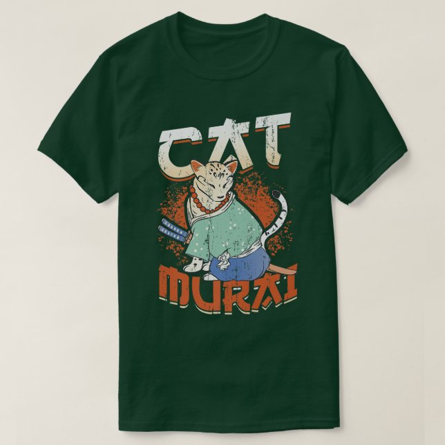 Camiseta Japanese Samurai Ninja Cat Samurai Premium T-Shirt (Diseño del anverso)