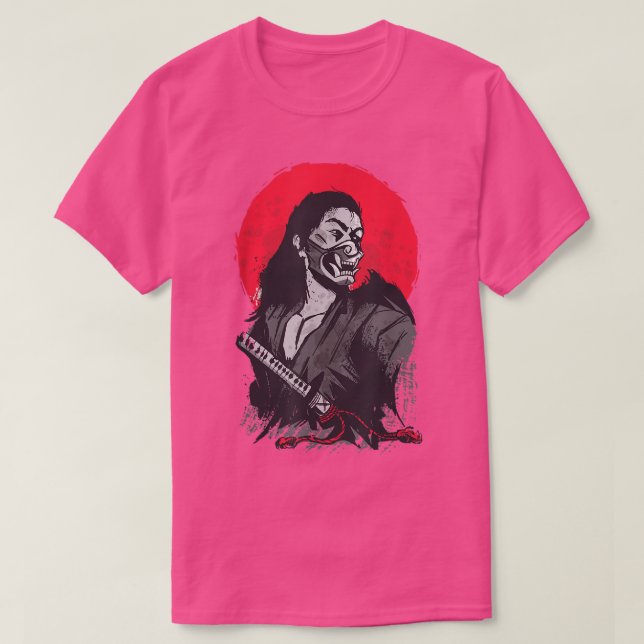 Camiseta Japanese Samurai Warrior Illustration  Red Sunset  (Diseño del anverso)