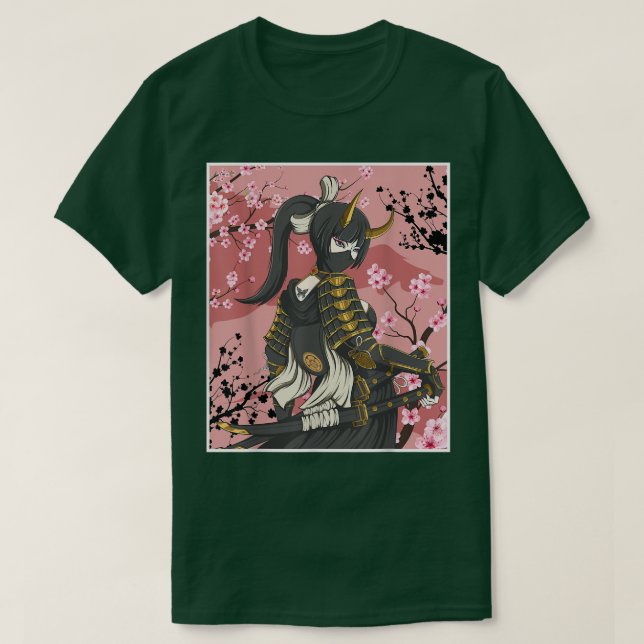 Camiseta Japanese Samurai Warriors With Sakura Flower  (Diseño del anverso)