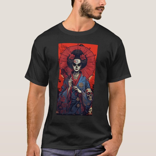 Camiseta Japanese Skeleton Geisha  Skull Geisha  Graphic (Anverso)