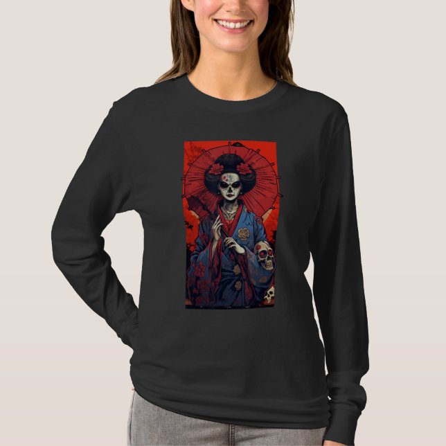 Camiseta Japanese Skeleton Geisha  Skull Geisha  Graphic (Anverso)