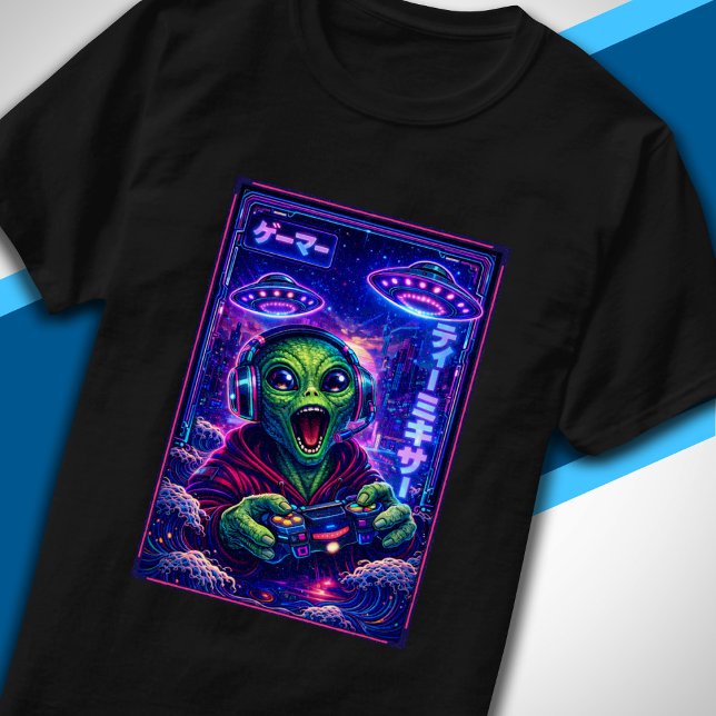 Camiseta Japanese Synthwave Sci Fi UFO Alien Cool Gamer (Subido por el creador)
