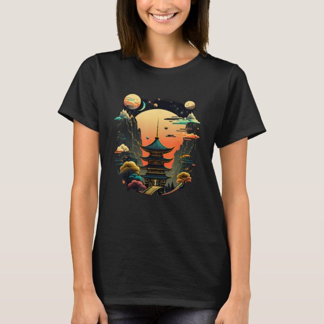Camiseta Japanese Temple Tokyo Asian Inspired Retro Japan 9 (Anverso)
