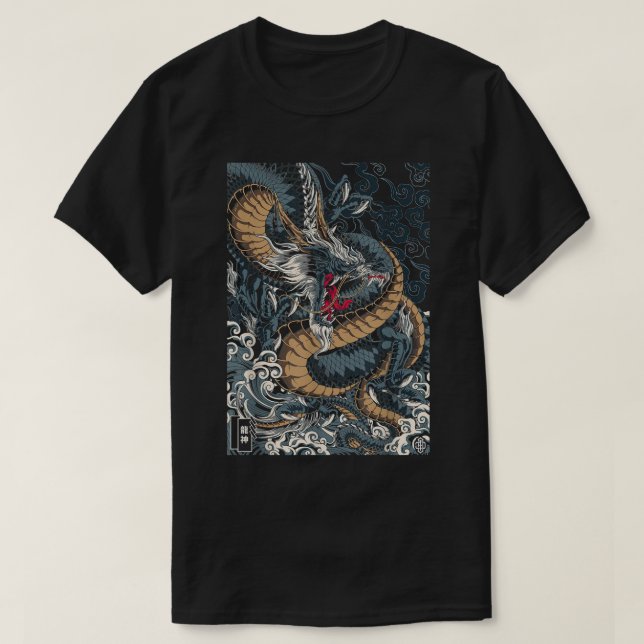 Camiseta Japanese Tokyo Dragon Asian inspired retro 80 styl (Diseño del anverso)