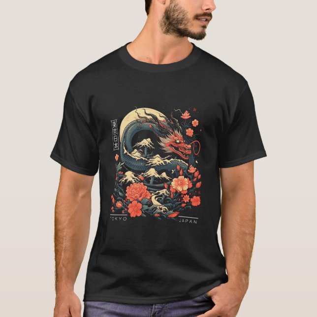 Camiseta Japanese Tokyo Dragon Asian Tattoo 80Â€™S Style (Anverso)