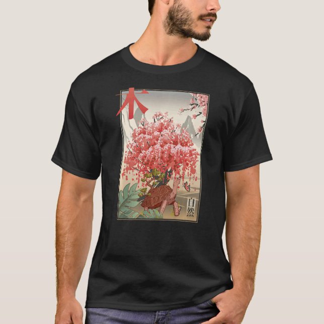Camiseta Japanese Turtle and butterfly Japanese Blossom tre (Anverso)