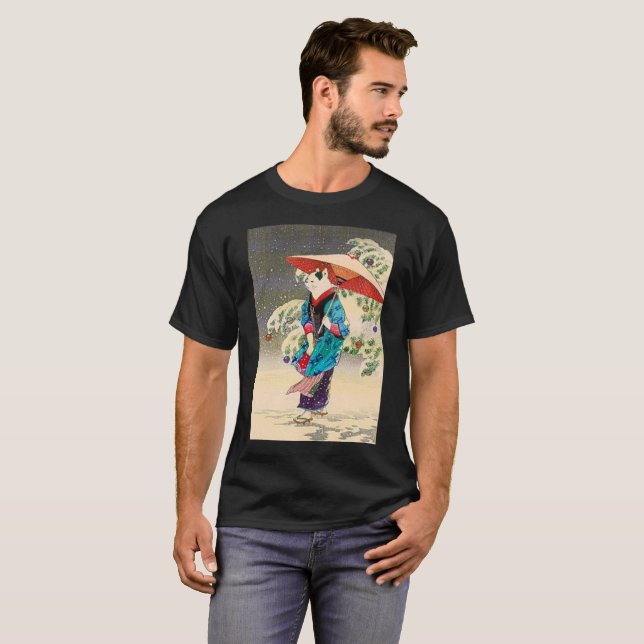 Camiseta Japanese ukiyoe cat christmas (Anverso completo)