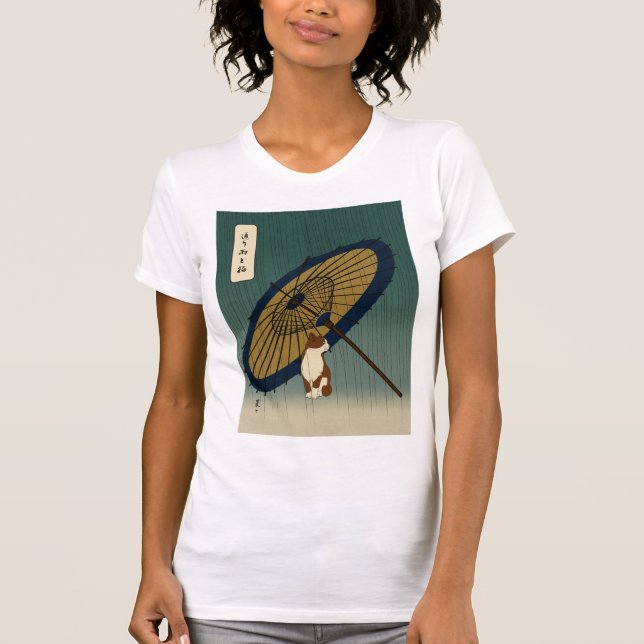 Camiseta Japanese Ukiyoe Rainy Cat (Anverso)