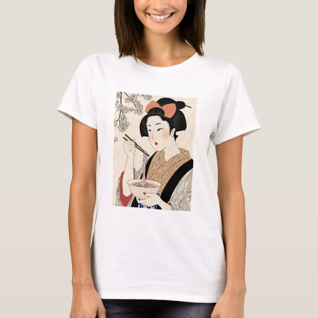 Camiseta Japanese Ukiyoe Style Kimono Modern Girl (Anverso)