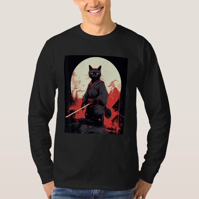 Camiseta Japanese Warrior Cat Ninja Mask Kitsune (Anverso)