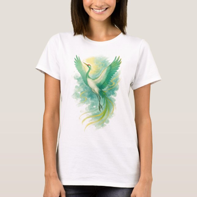Camiseta 【Japanese Watercolor Phoenix T-Shirt】 (Anverso)