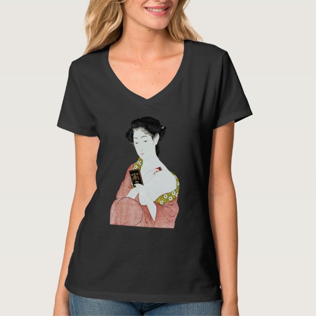 Camiseta Japanese Woman Geisha Shin hanga Ukiyo e Japanese  (Anverso)