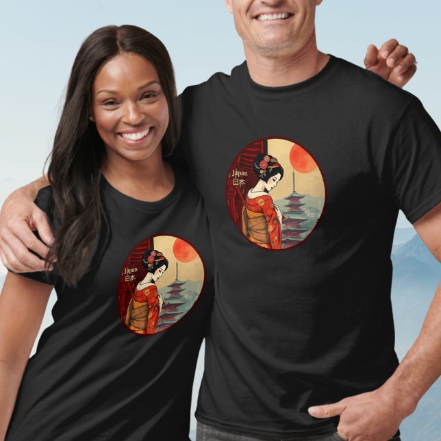 Camiseta Japón 日 本 maiko geisha pagoda sun (Subido por el creador)