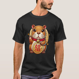 Camiseta Japón afortunado Maneki Neko Capybara Fortuna japo