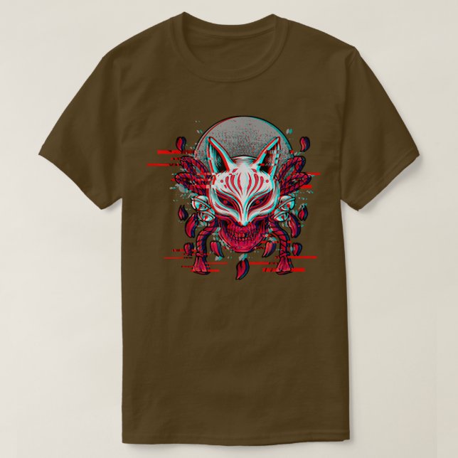 Camiseta Japón Anime Mask Kitsune Samurai Demon Oni Yandere (Diseño del anverso)