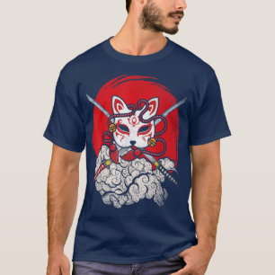 Camiseta Japón Anime Mask KitsunStyle Samurai Sword Oni K