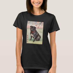 Camiseta Japón Art Black Pug Dog Kyosai Vintage Japan Ar