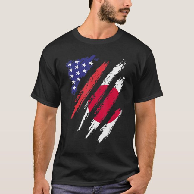 Camiseta Japón Bandera estadounidense cultivada EE.UU. Patr (Anverso)