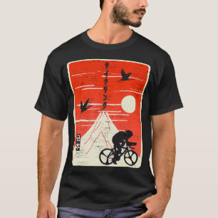 Camiseta Japón: Ciclista en el Monte Fuji Katakana
