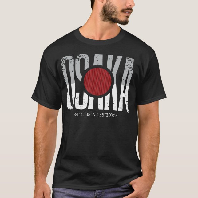 Camiseta Japón Estético Estilo urbano Osaka Mapa de la ciud (Anverso)
