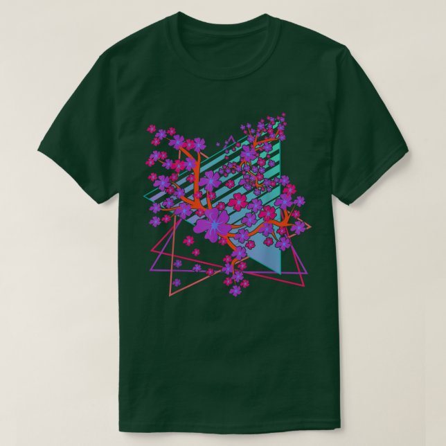 Camiseta Japón Flor Sakura Vaporwave 80's Cherry de arte re (Diseño del anverso)