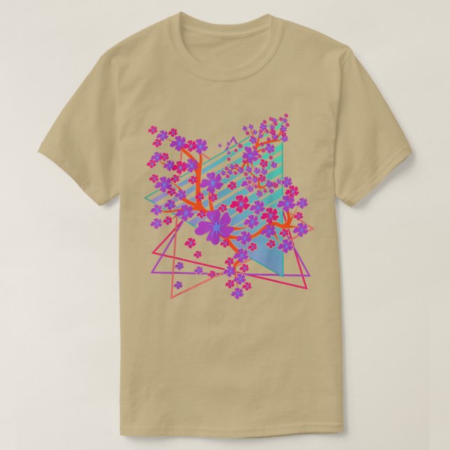 Camiseta Japón Flor Sakura Vaporwave 80's Cherry de arte re (Diseño del anverso)