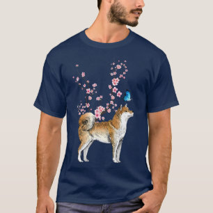 Camiseta Japón: Florecimiento de cerezo Sakura en Perro Shi