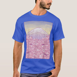 Camiseta Japón Fuji japonés Sakura Cherry Blossom Tree Gra