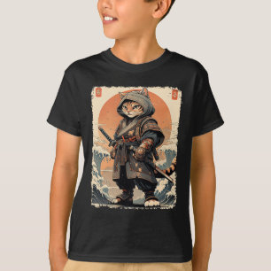 Camiseta Japón: Gato de Samurai Katana, guerrero de artes c