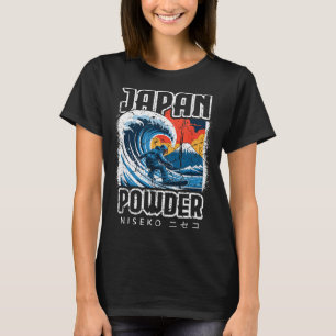 Camiseta Japón hokusai snowboarding niseko japonés katakan