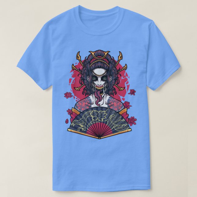 Camiseta Japón Kawaii Geisha Chica de anime japonés en Kimo (Diseño del anverso)