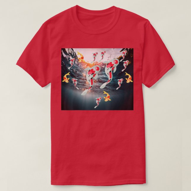 Camiseta Japón Koi ama la flor de cerezo de pescado japonés (Diseño del anverso)