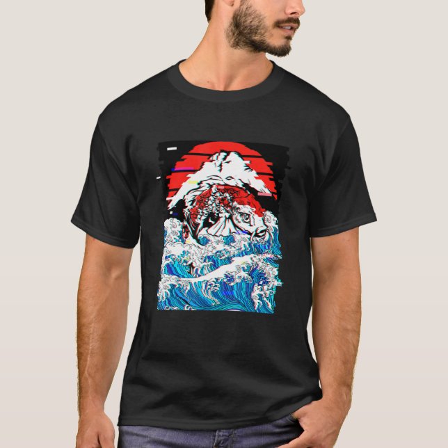 Camiseta Japón Koi Fish Vaporwave Japan Kanagawa Wave Mt (Anverso)
