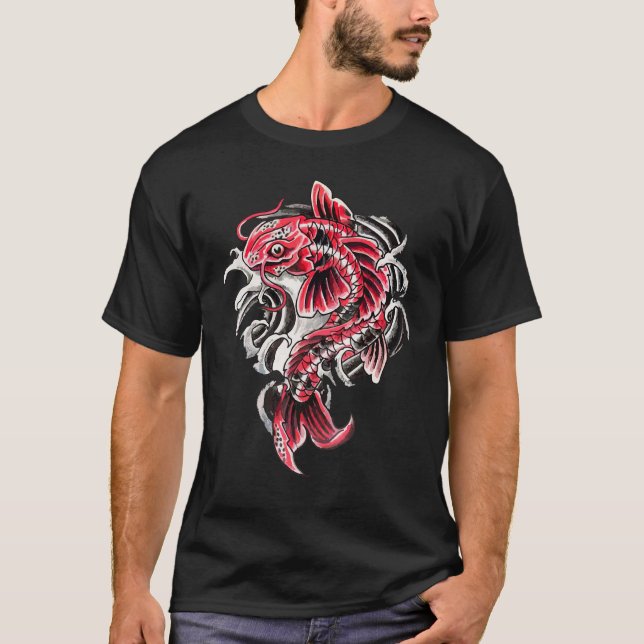 Camiseta Japón Koi - Florencia de cerezos de pescado japoné (Anverso)