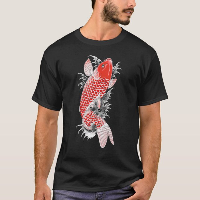 Camiseta Japón Koi - Florencia de cerezos de pescado japoné (Anverso)