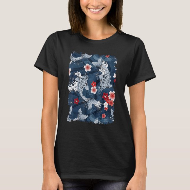 Camiseta Japón Koi Japón Florecimiento de cerezo de pescado (Anverso)