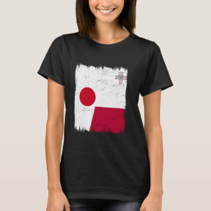 Camiseta Japón Malta Media Bandera Japoneses Raíces Maltesa