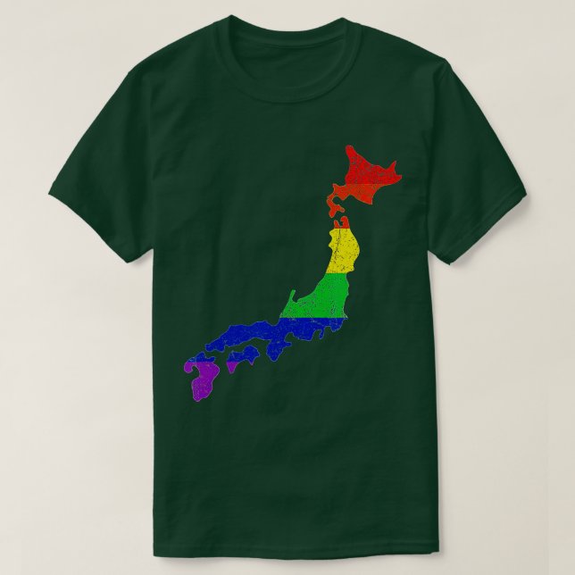 Camiseta Japón Mapa apoyo a la bandera arcoiris del orgullo (Diseño del anverso)