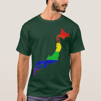Camiseta Japón Mapa apoyo a la bandera arcoiris del orgullo