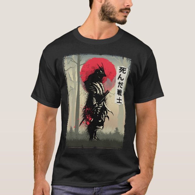 Camiseta Japón: Muerto Guerrero Samurai, hombre de espada (Anverso)